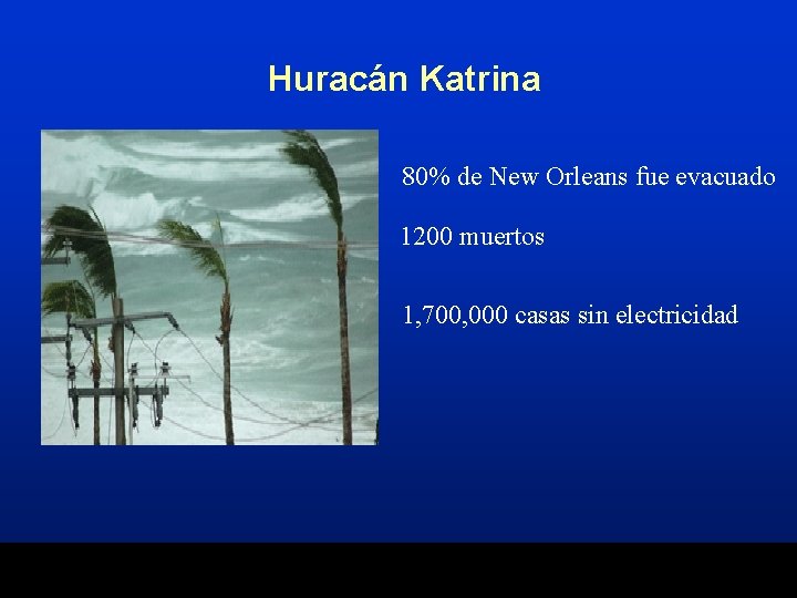 Huracán Katrina 80% de New Orleans fue evacuado 1200 muertos 1, 700, 000 casas