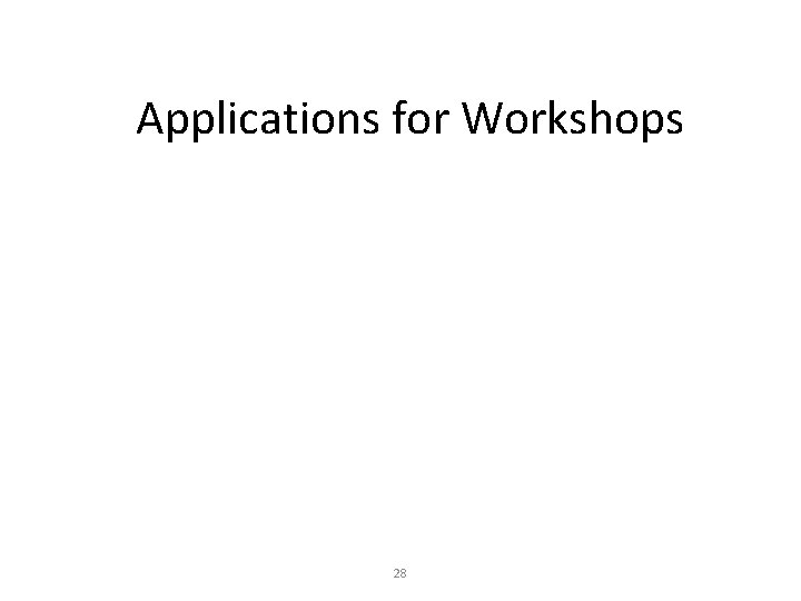 Applications for Workshops 28 