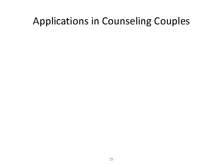 Applications in Counseling Couples 29 