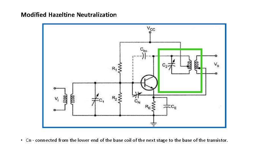 Modified Hazeltine Neutralization • Cn - connected from the lower end of the base