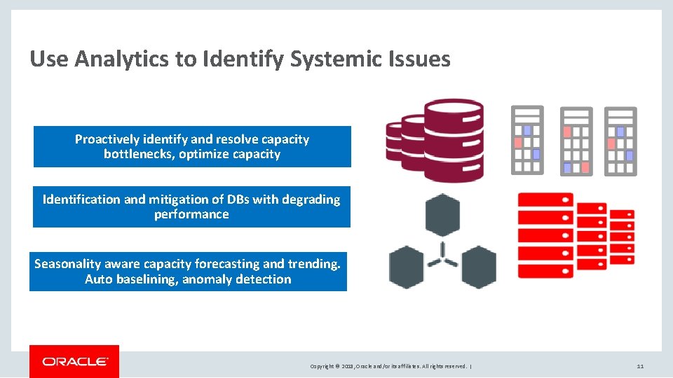 Use Analytics to Identify Systemic Issues Proactively identify and resolve capacity bottlenecks, optimize capacity