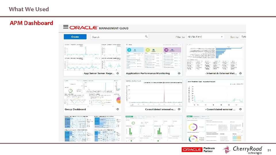 What We Used APM Dashboard 31 