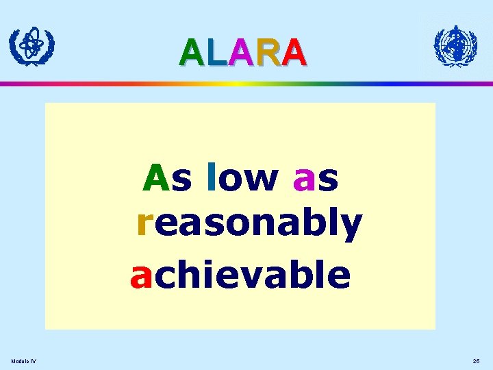 AL ARA As low as reasonably achievable Module IV 25 AL ARA As low as reasonably achievable Module IV 25
