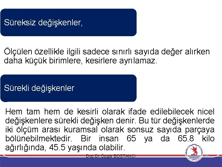 Süreksiz değişkenler, Ölçülen özellikle ilgili sadece sınırlı sayıda değer alırken daha küçük birimlere, kesirlere