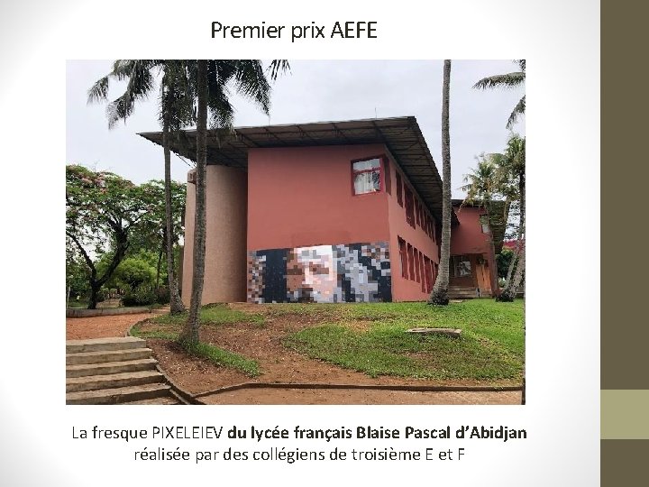 Premier prix AEFE La fresque PIXELEIEV du lycée français Blaise Pascal d’Abidjan réalisée par Premier prix AEFE La fresque PIXELEIEV du lycée français Blaise Pascal d’Abidjan réalisée par