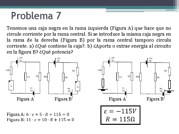 Problema 7 Tenemos una caja negra en la rama izquierda (Figura A) que hace