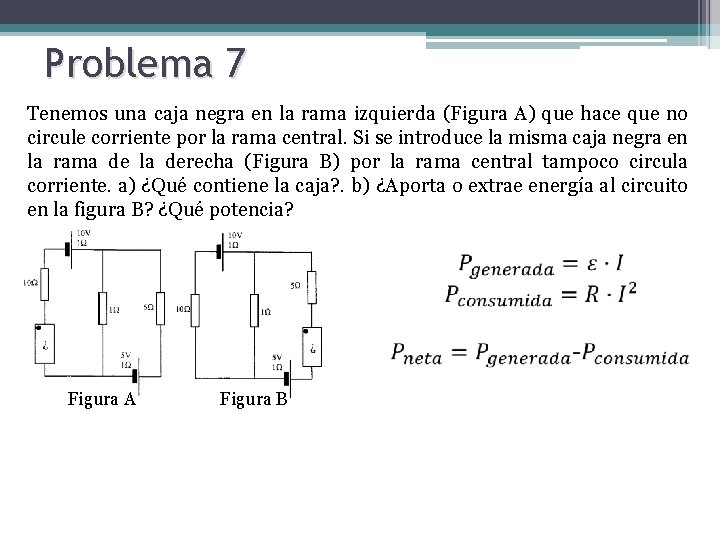 Problema 7 Tenemos una caja negra en la rama izquierda (Figura A) que hace