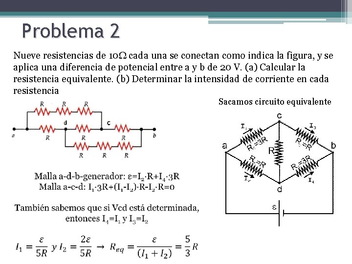Problema 2 Nueve resistencias de 10Ω cada una se conectan como indica la figura,