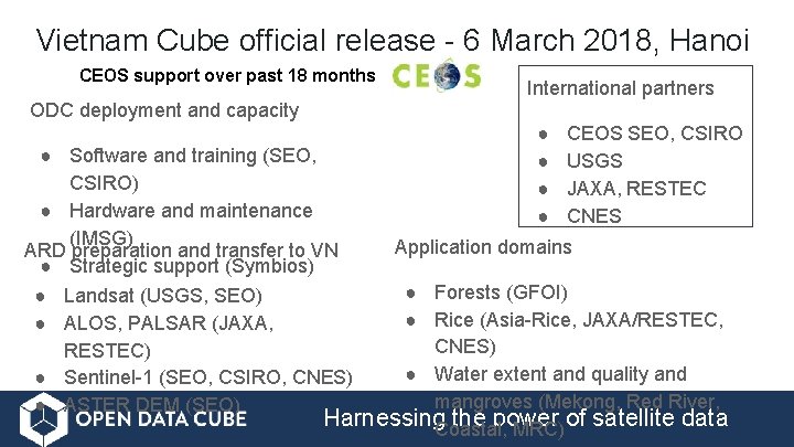 Vietnam Cube official release - 6 March 2018, Hanoi CEOS support over past 18