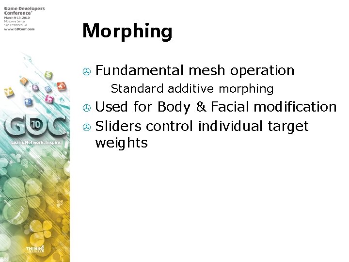 Morphing > Fundamental mesh operation > Standard additive morphing Used for Body & Facial