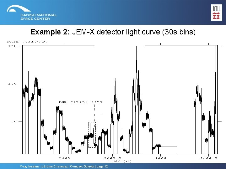 Example 2: JEM-X detector light curve (30 s bins) X-ray bursters | Jérôme Chenevez