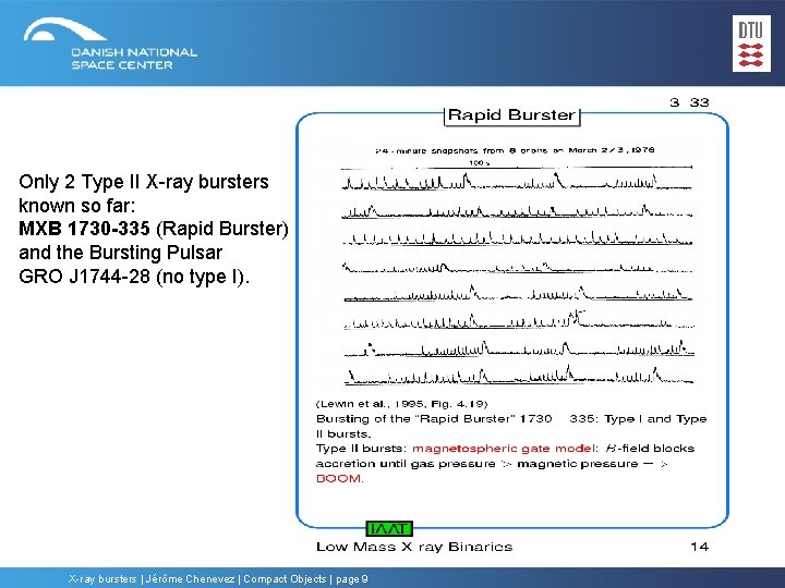 Only 2 Type II X-ray bursters known so far: MXB 1730 -335 (Rapid Burster)