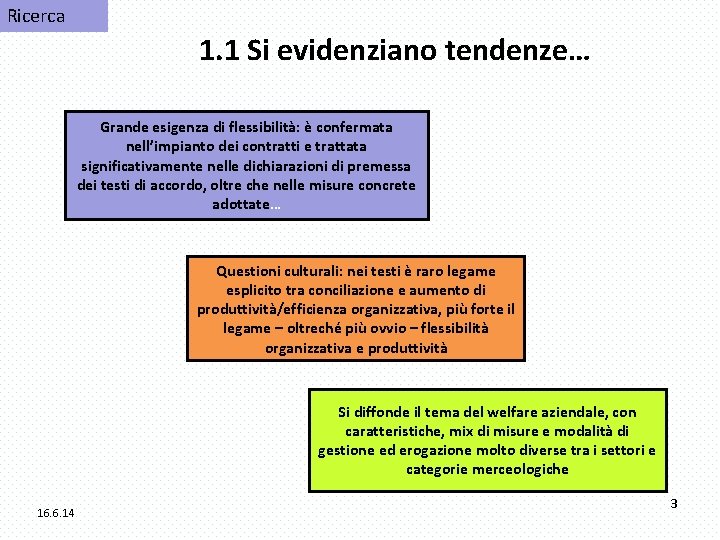 Ricerca 1. 1 Si evidenziano tendenze… Grande esigenza di flessibilità: è confermata nell’impianto dei