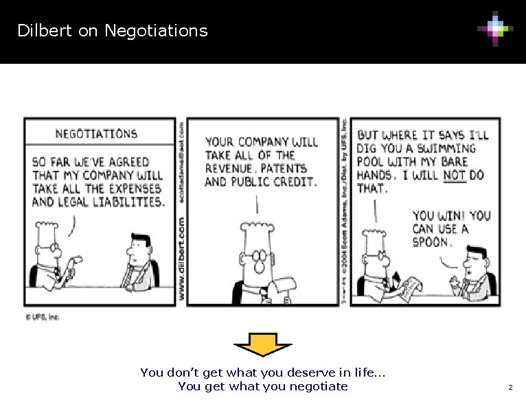 Dilbert on Negotiations You don’t get what you deserve in life… You get what