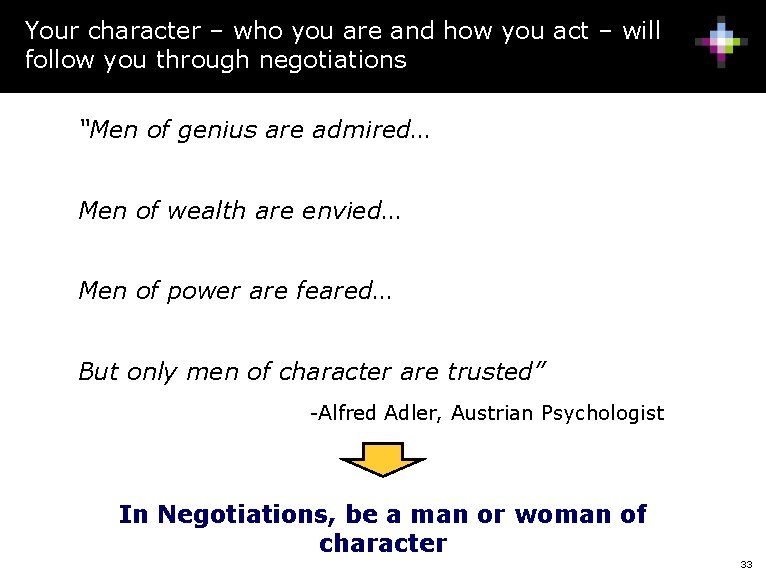 Your character – who you are and how you act – will follow you