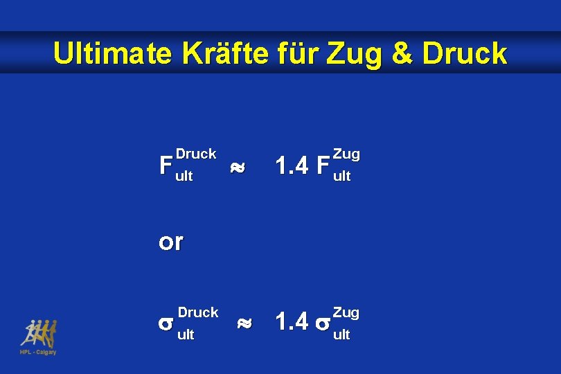 Ultimate Kräfte für Zug & Druck F ult Zug 1. 4 F ult or