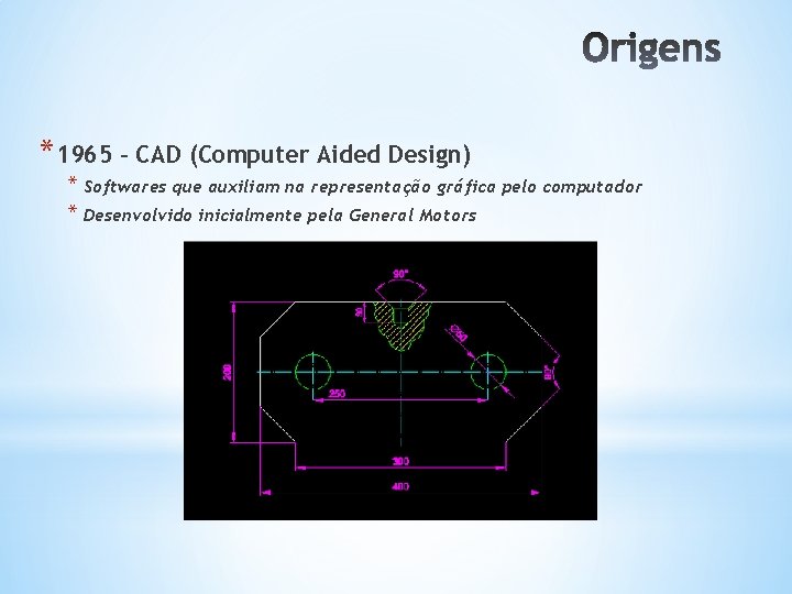*1965 – CAD (Computer Aided Design) * Softwares que auxiliam na representação gráfica pelo