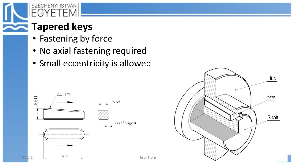 Tapered keys • Fastening by force • No axial fastening required • Small eccentricity Tapered keys • Fastening by force • No axial fastening required • Small eccentricity