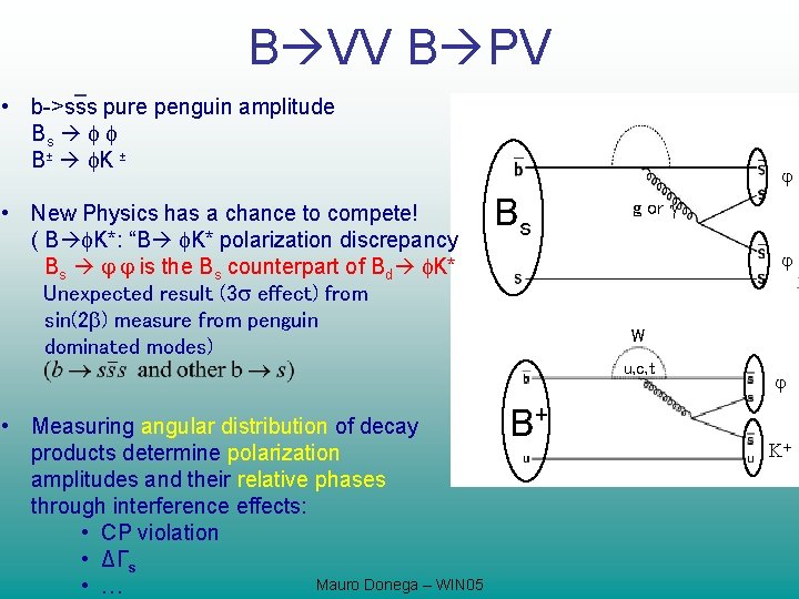 B VV B PV _ • b->sss pure penguin amplitude Bs B± K ±