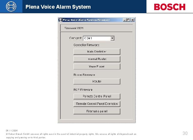 Plena Voice Alarm System 06. 11. 2006 © Robert Bosch Gmb. H reserves all