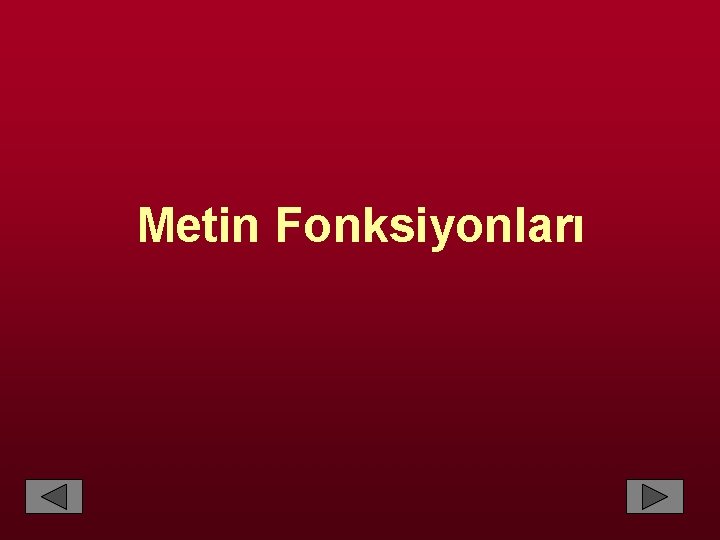 Metin Fonksiyonları 