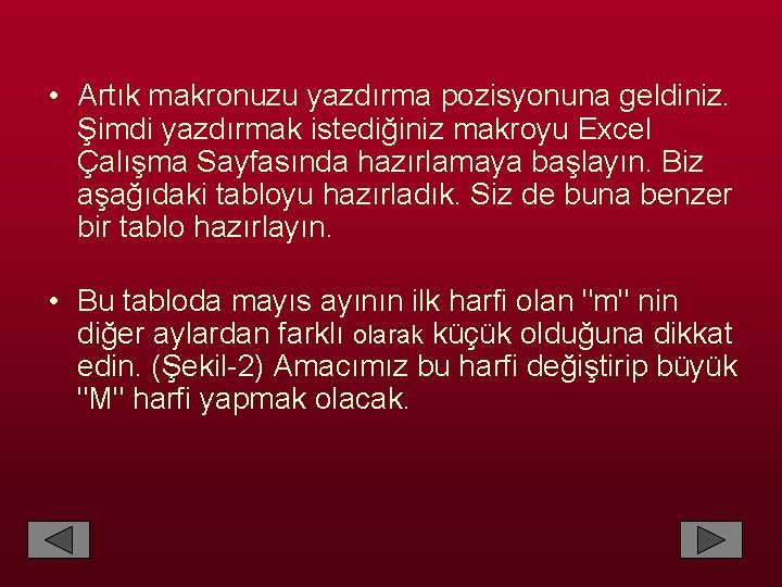  • Artık makronuzu yazdırma pozisyonuna geldiniz. Şimdi yazdırmak istediğiniz makroyu Excel Çalışma Sayfasında