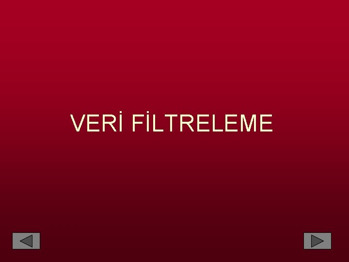 VERİ FİLTRELEME 