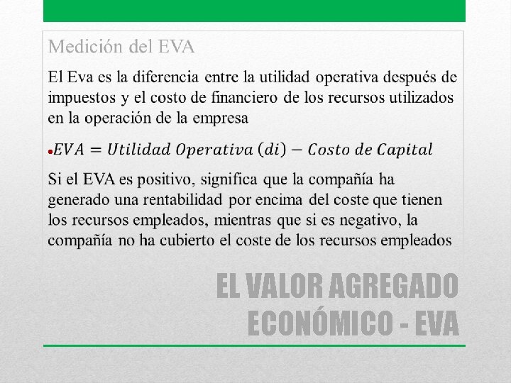  • EL VALOR AGREGADO ECONÓMICO - EVA 