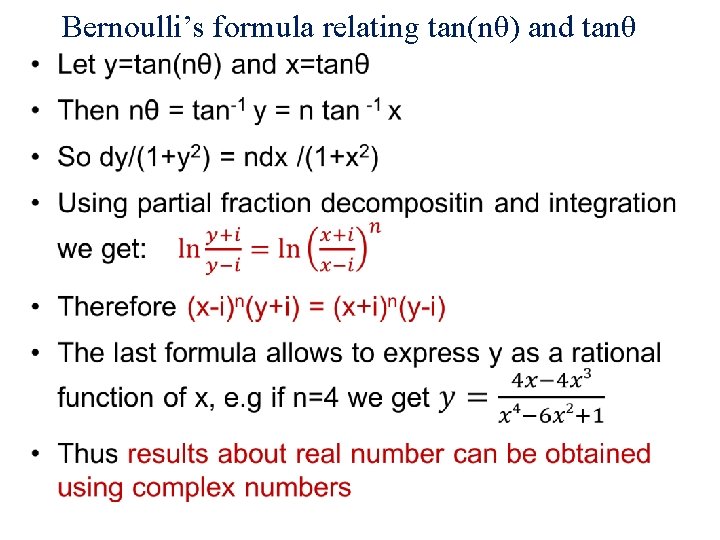 Bernoulli’s formula relating tan(nθ) and tanθ • 