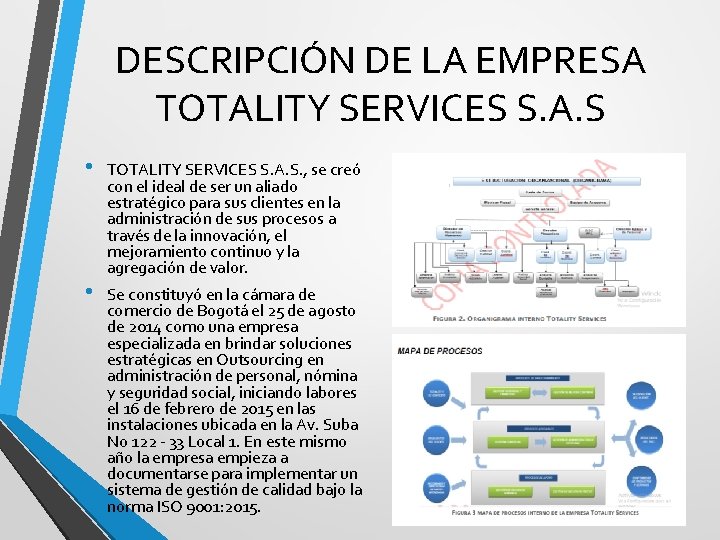 DESCRIPCIÓN DE LA EMPRESA TOTALITY SERVICES S. A. S • • TOTALITY SERVICES S.