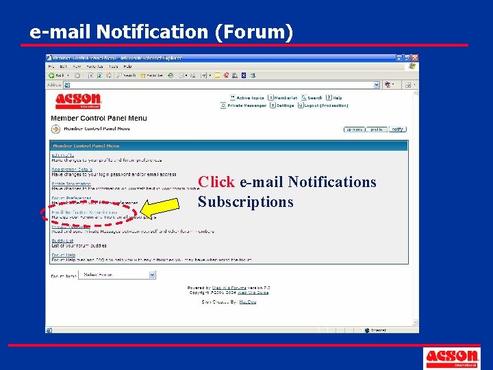 e-mail Notification (Forum) Click e-mail Notifications Subscriptions 