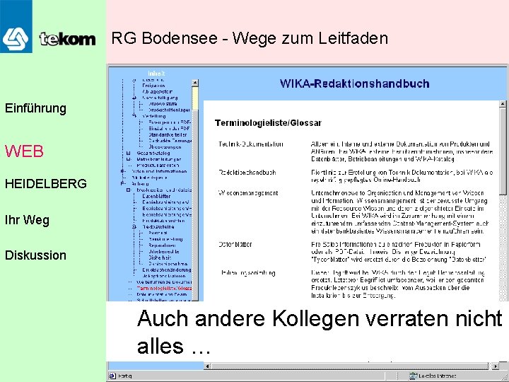 RG Bodensee - Wege zum Leitfaden Einführung WEB HEIDELBERG Ihr Weg Diskussion Auch andere