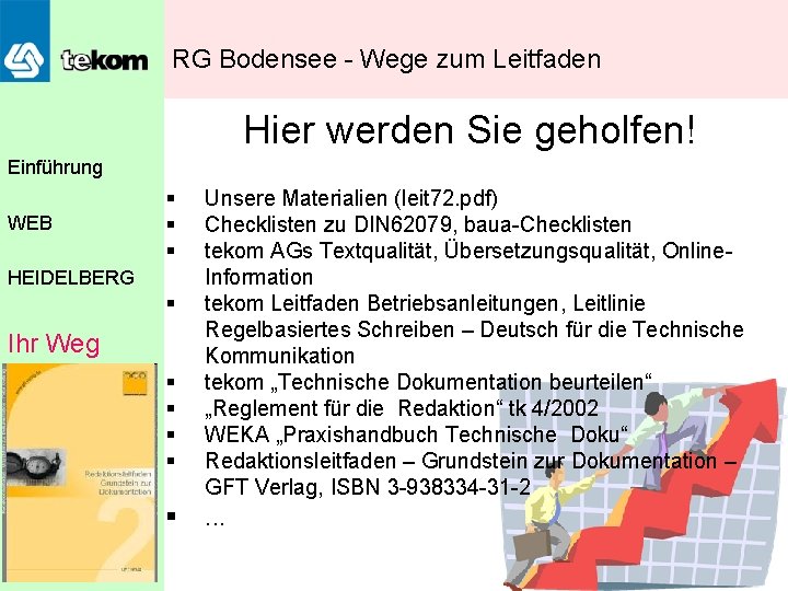 RG Bodensee - Wege zum Leitfaden Hier werden Sie geholfen! Einführung WEB § §