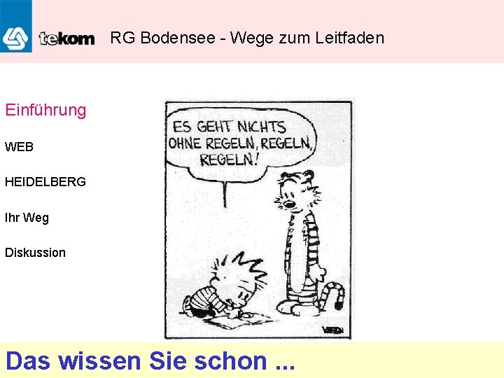 RG Bodensee - Wege zum Leitfaden Einführung WEB HEIDELBERG Ihr Weg Diskussion Das wissen