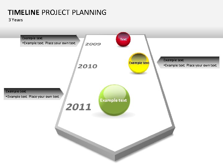 TIMELINE PROJECT PLANNING 3 Years Example text • Example text. Place your own text.