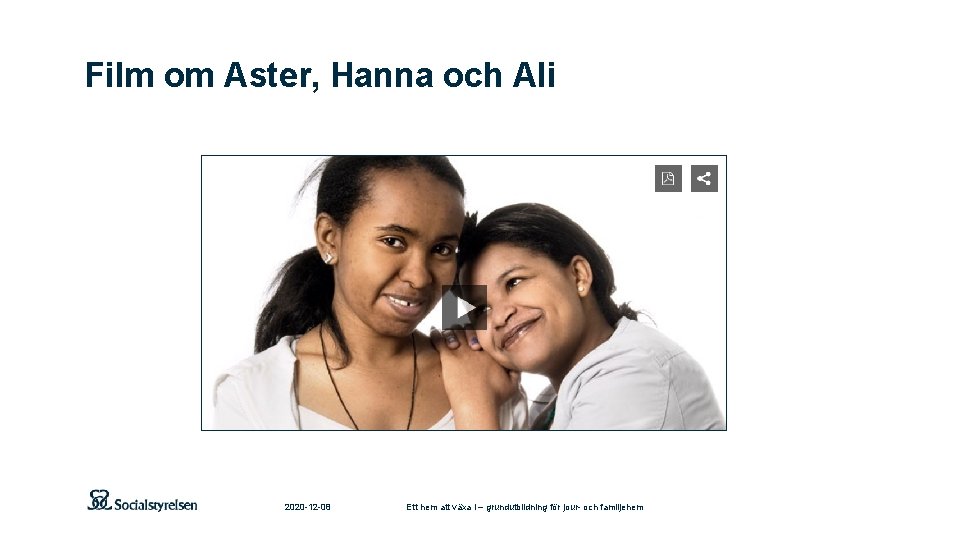 Film om Aster, Hanna och Ali 2020 -12 -08 Ett hem att växa i