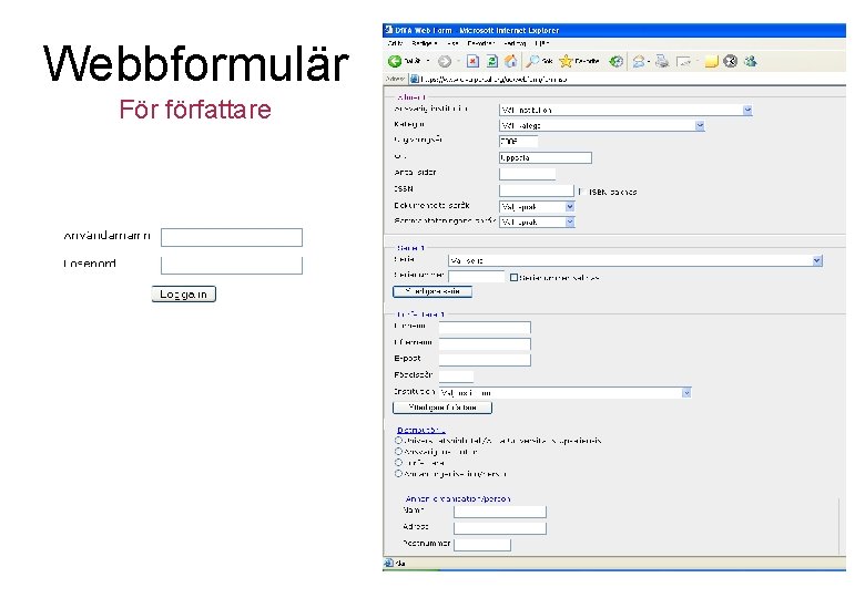 Webbformulär För författare 