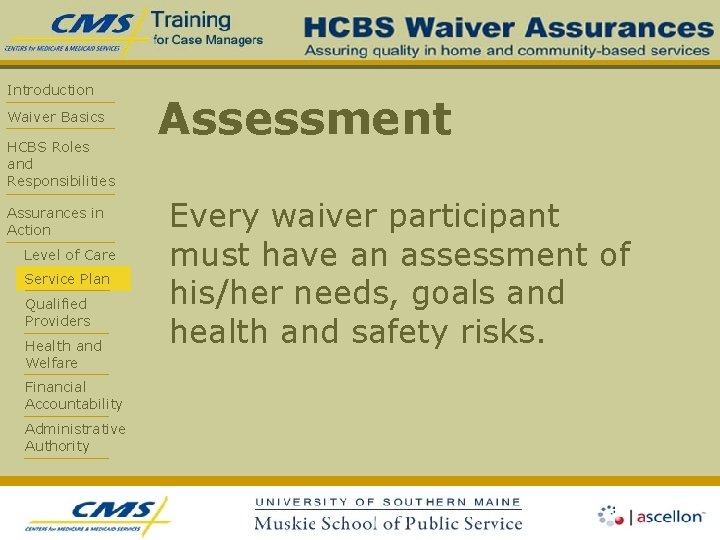 Introduction Waiver Basics HCBS Roles and Responsibilities Assurances in Action Level of Care Service