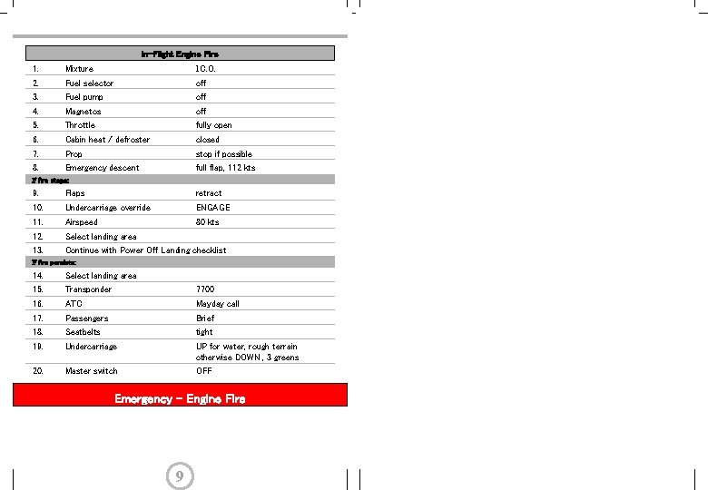 In-Flight Engine Fire 1. 2. 3. 4. 5. 6. 7. 8. Mixture I. C.