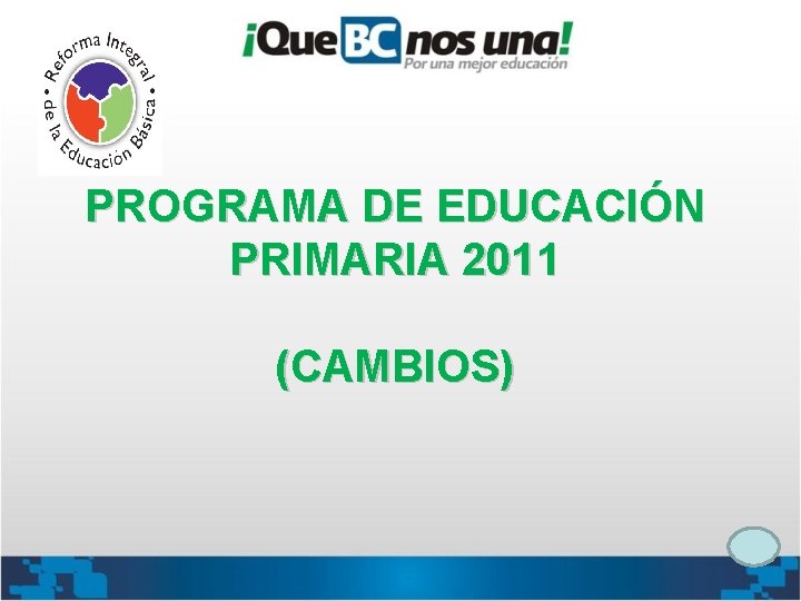 PROGRAMA DE EDUCACIÓN PRIMARIA 2011 (CAMBIOS) 