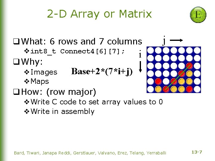 2 -D Array or Matrix q What: 6 rows and 7 columns vint 8_t