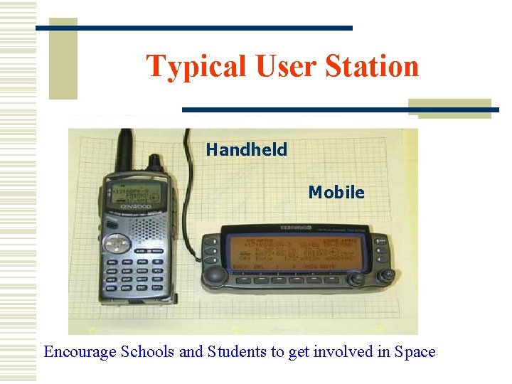 Typical User Station Handheld Mobile Encourage Schools and Students to get involved in Space