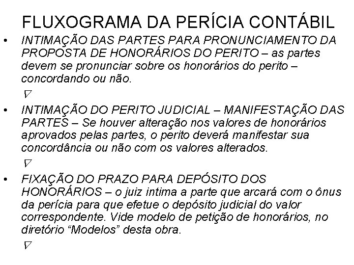 FLUXOGRAMA DA PERÍCIA CONTÁBIL • INTIMAÇÃO DAS PARTES PARA PRONUNCIAMENTO DA PROPOSTA DE HONORÁRIOS