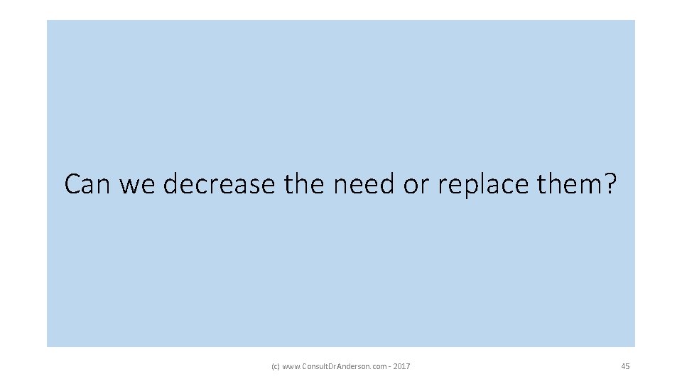 Can we decrease the need or replace them? (c) www. Consult. Dr. Anderson. com