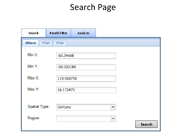 Search Page Search Result-Filter Analysis Search 