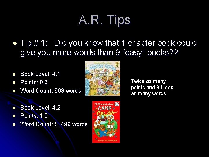 A. R. Tips l Tip # 1: Did you know that 1 chapter book