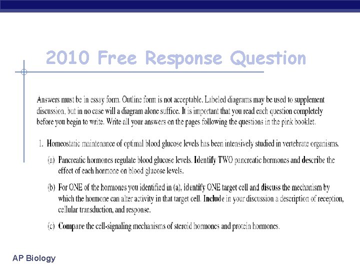2010 Free Response Question AP Biology 