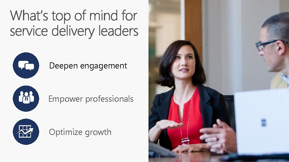 Deepen engagement Empower professionals Optimize growth 