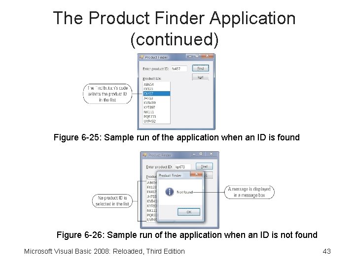 The Product Finder Application (continued) Figure 6 -25: Sample run of the application when