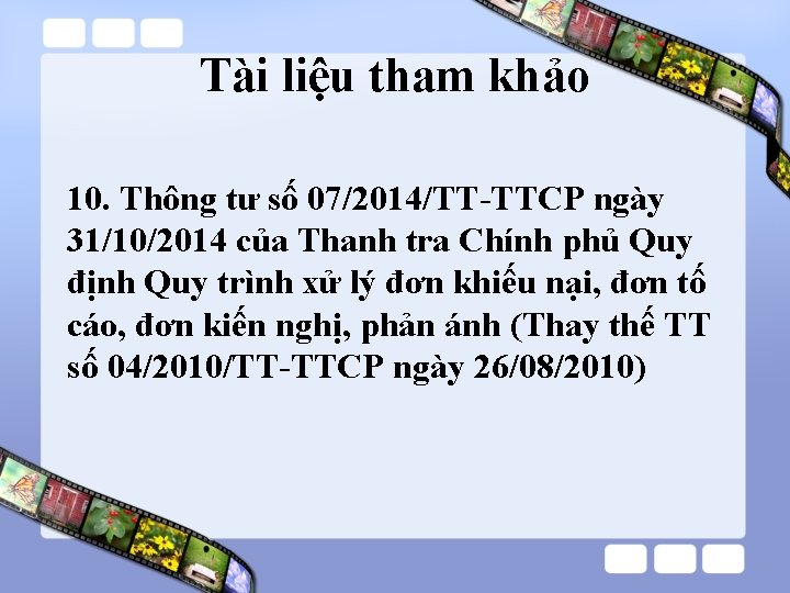 Tài liệu tham khảo 10. Thông tư số 07/2014/TT-TTCP ngày 31/10/2014 của Thanh tra Tài liệu tham khảo 10. Thông tư số 07/2014/TT-TTCP ngày 31/10/2014 của Thanh tra